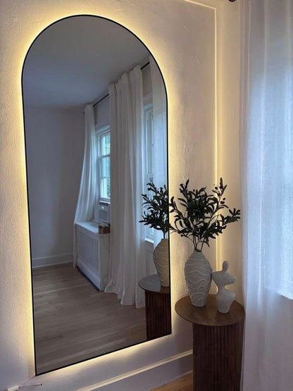 Miroir Mural Arqué Noir LED