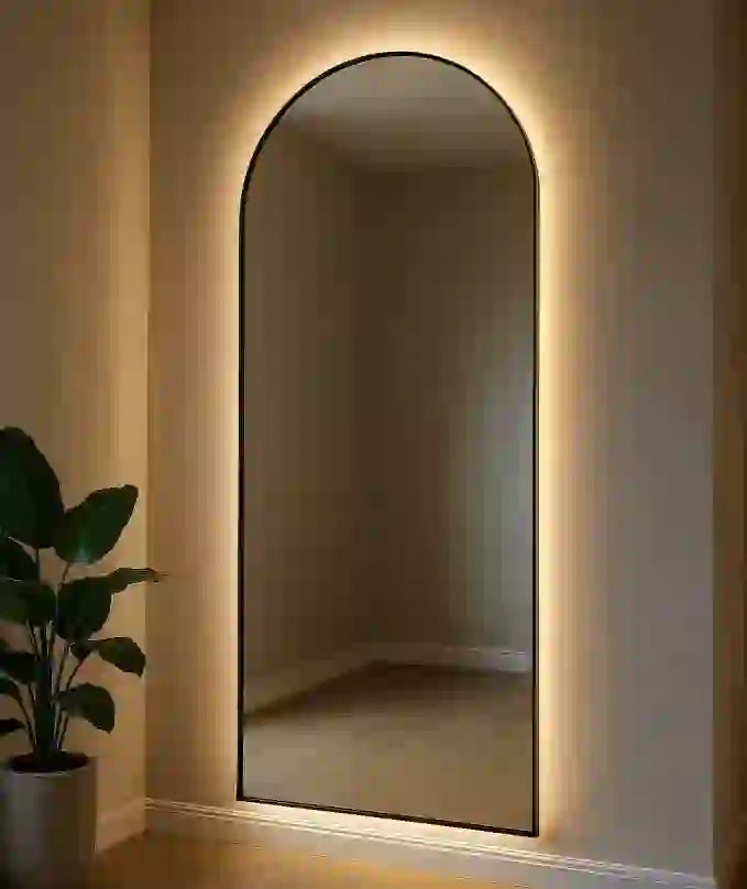 Miroir Mural Arqué Noir LED