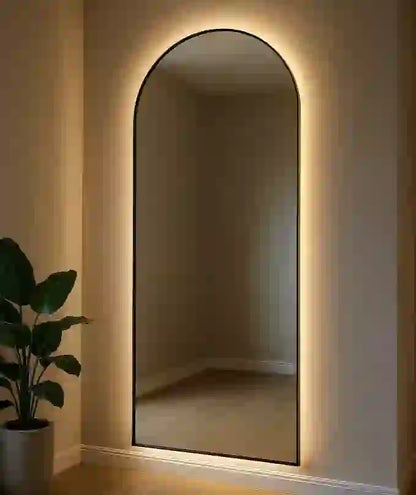 Miroir Mural Arqué Noir LED