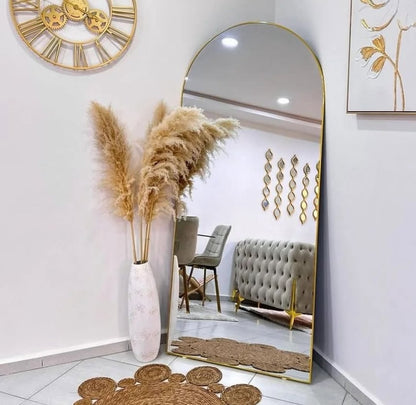 Miroir Mural Arqué Doré