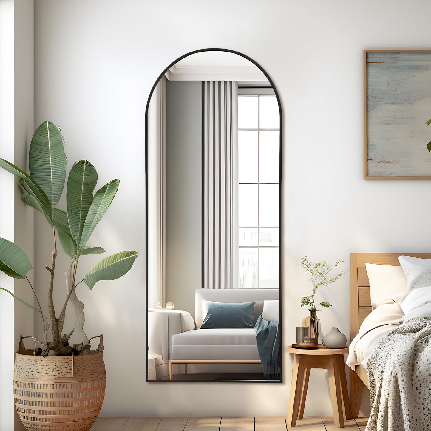 Miroir Mural Arqué Noir LED